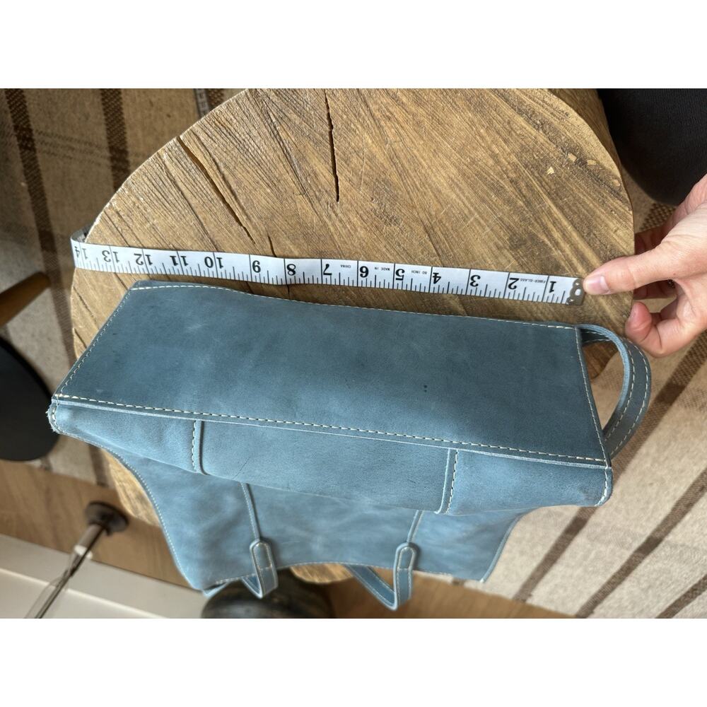 Portland Leather Goods Lola Large Zip Tote Crossbody Shoulder Aqua Blue - Picture 7 of 11
